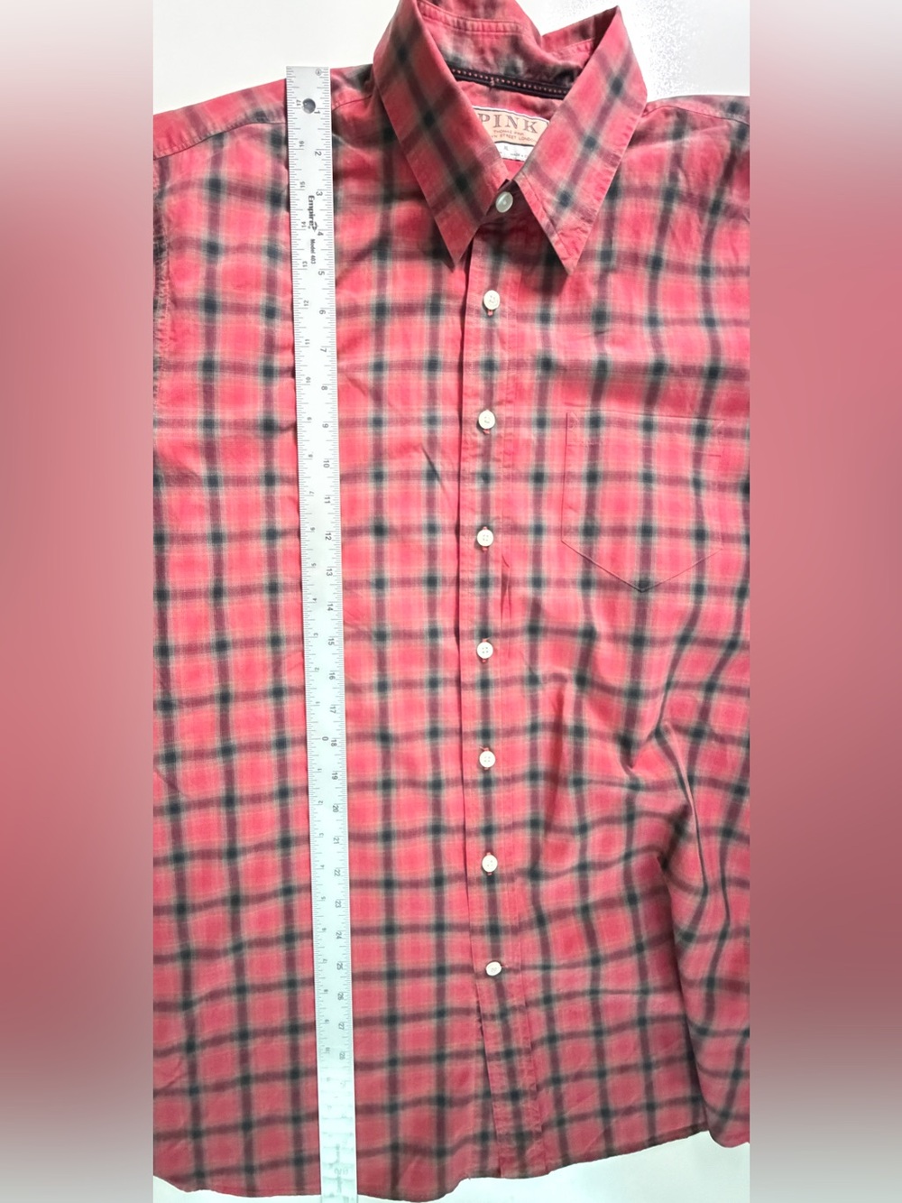 PINK by Thomas Pink Jermyn Street London Men’s XL Red Plaid 100% Cotton - Picture 9 of 9